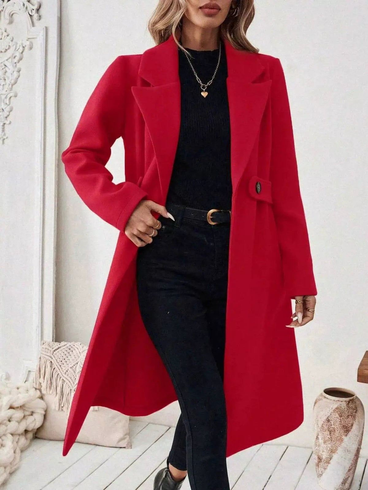 Single-Button Longline Coat - Bitsy Gypsy Boutique