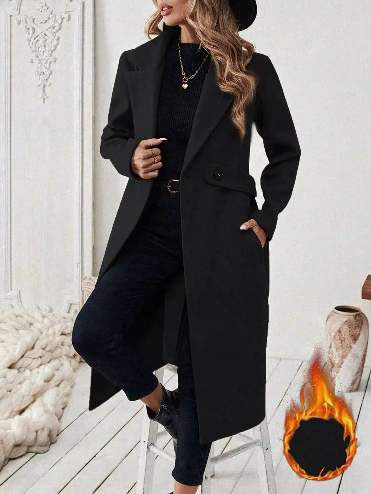 Single-Button Longline Coat - Bitsy Gypsy Boutique