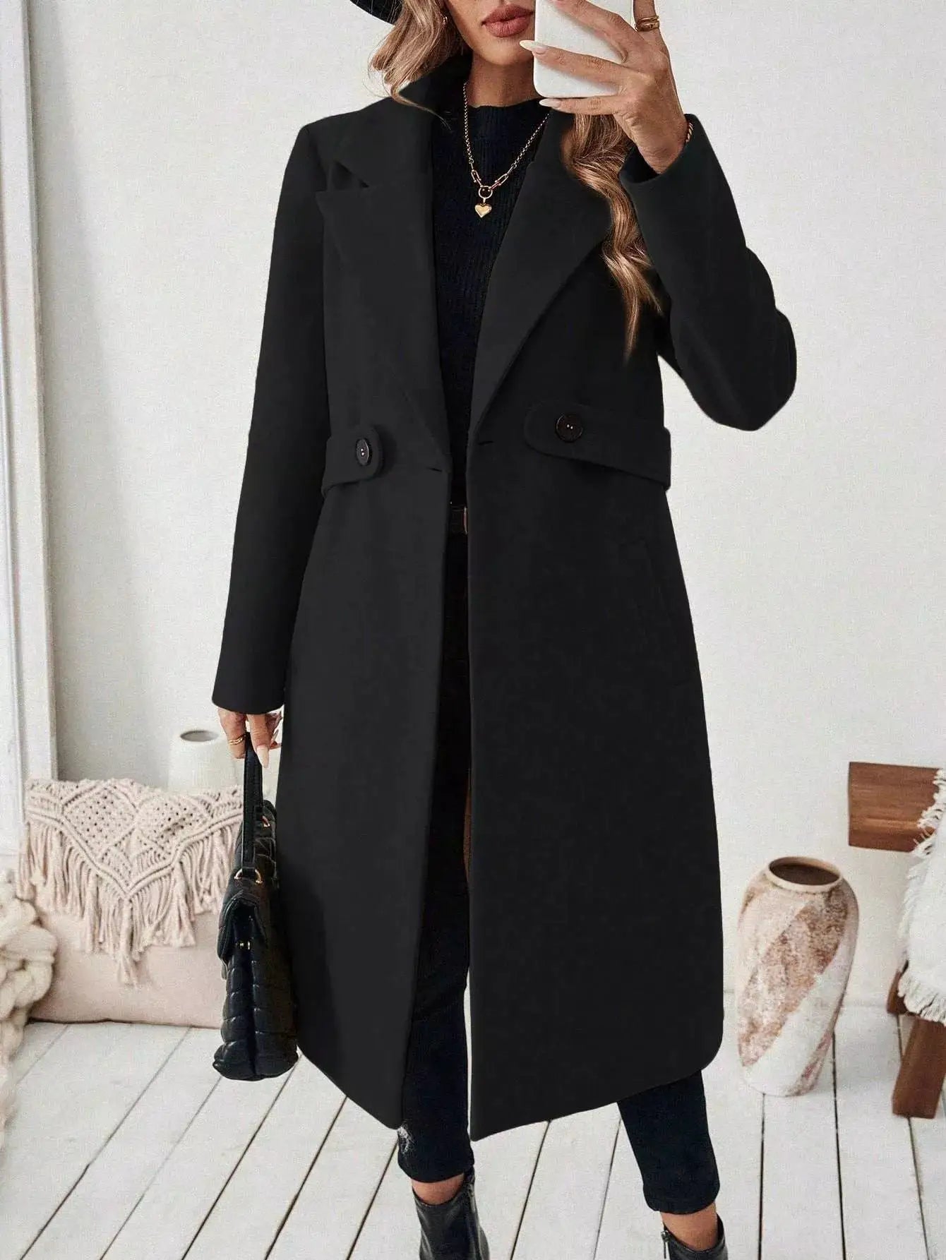 Single-Button Longline Coat - Bitsy Gypsy Boutique