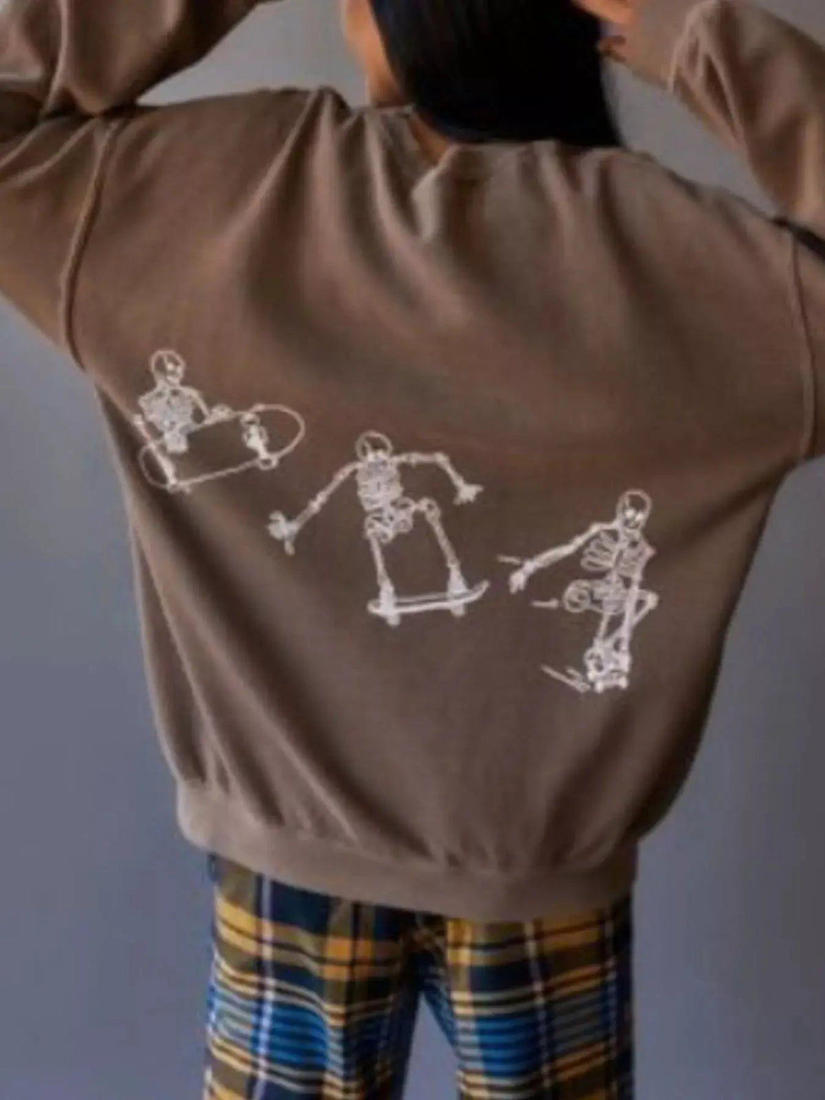 Skeleton Graphic Round Neck Sweatshirt - Bitsy Gypsy Boutique
