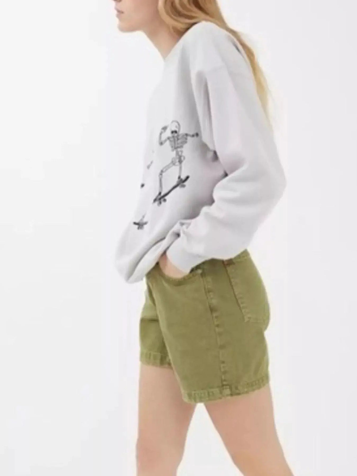 Skeleton Graphic Round Neck Sweatshirt - Bitsy Gypsy Boutique