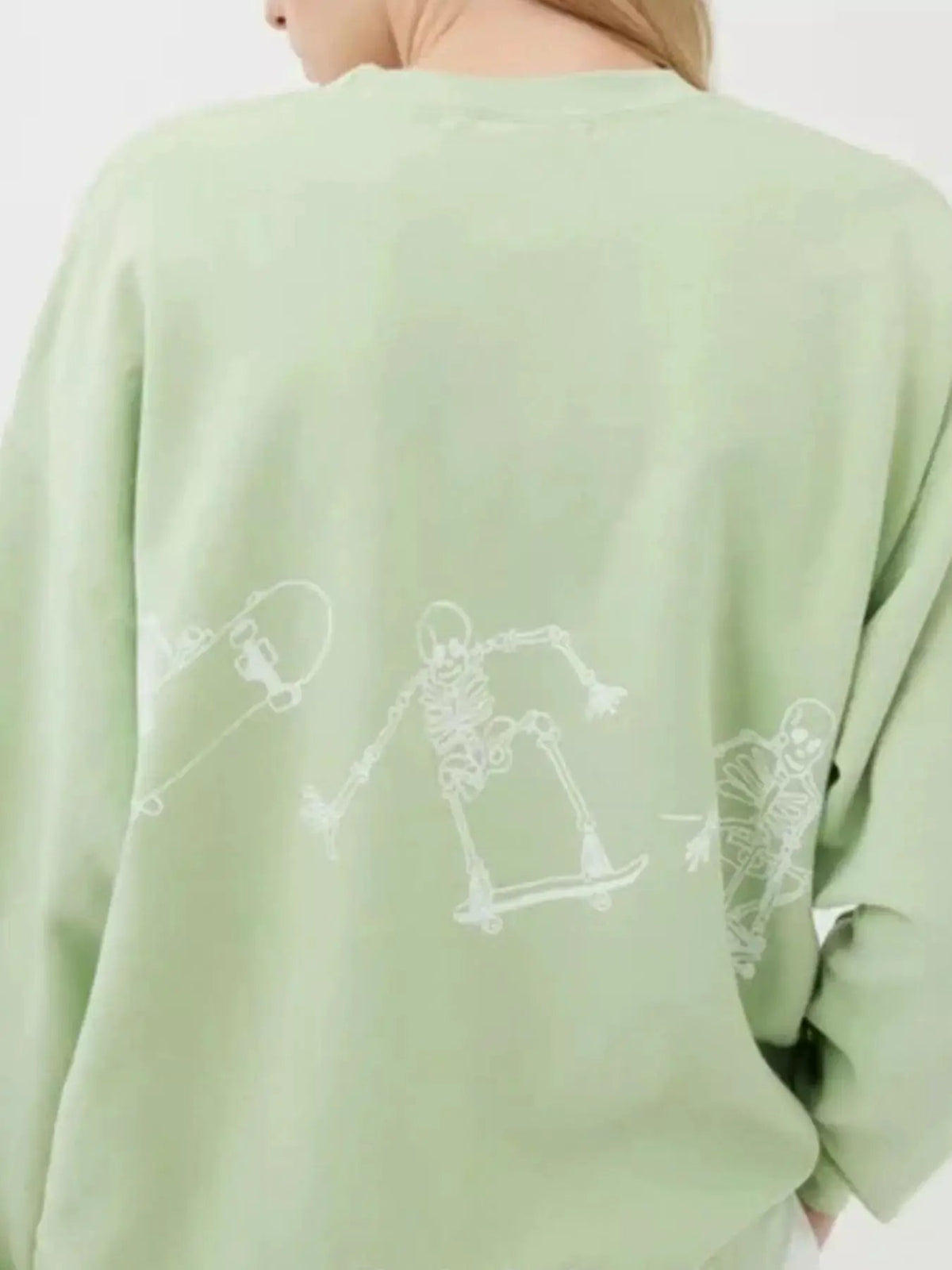 Skeleton Graphic Round Neck Sweatshirt - Bitsy Gypsy Boutique