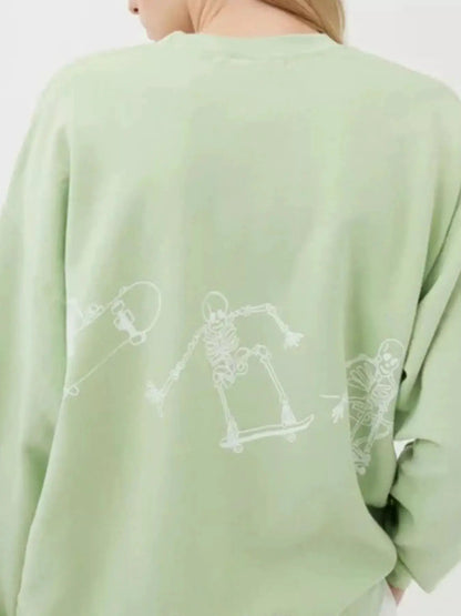 Skeleton Graphic Round Neck Sweatshirt - Bitsy Gypsy Boutique