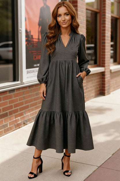 Slate Serenade Maxi Dress - Bitsy Gypsy Boutique