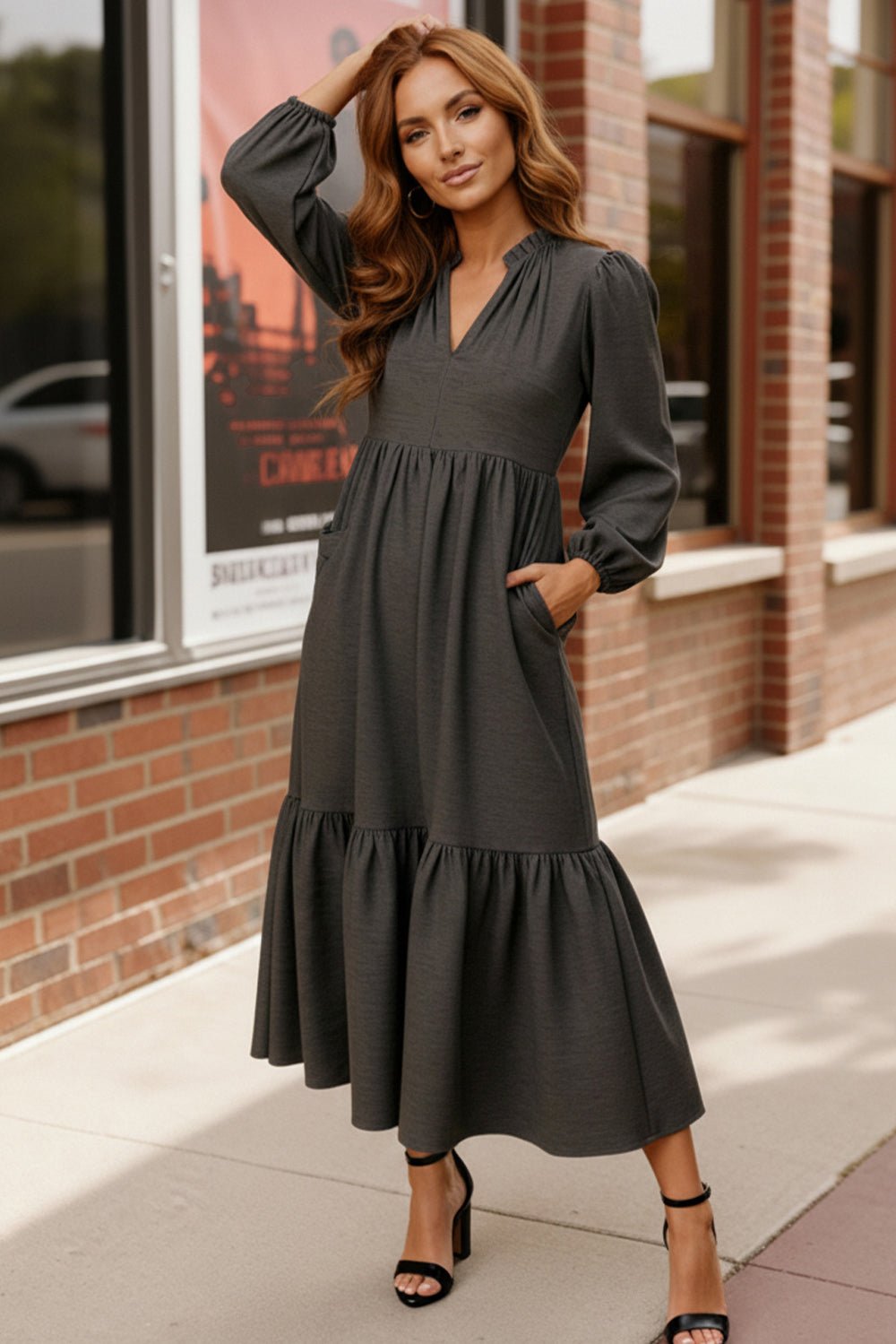 Slate Serenade Maxi Dress - Bitsy Gypsy Boutique