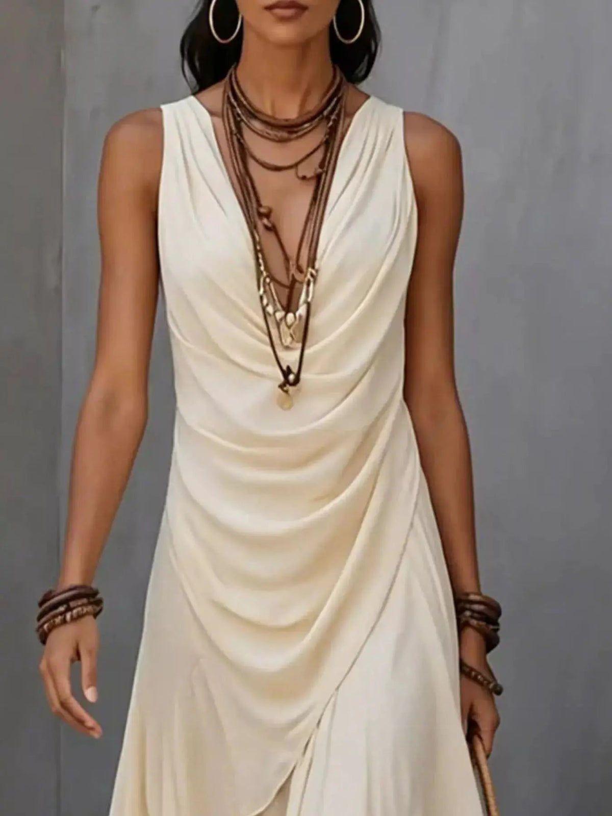 Sleeveless Layered Ruffle Hem Maxi Dress - Bitsy Gypsy Boutique