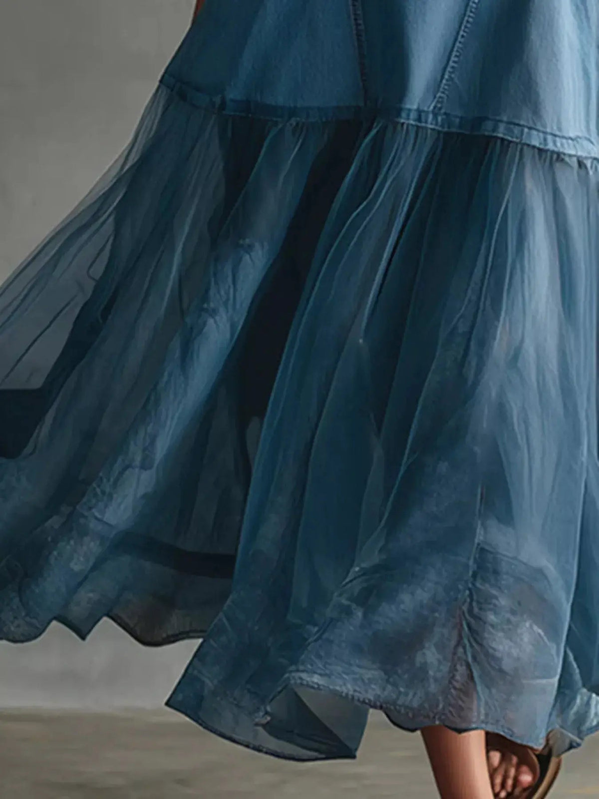 Sleeveless Tulle Patchwork Denim Dress - Bitsy Gypsy Boutique