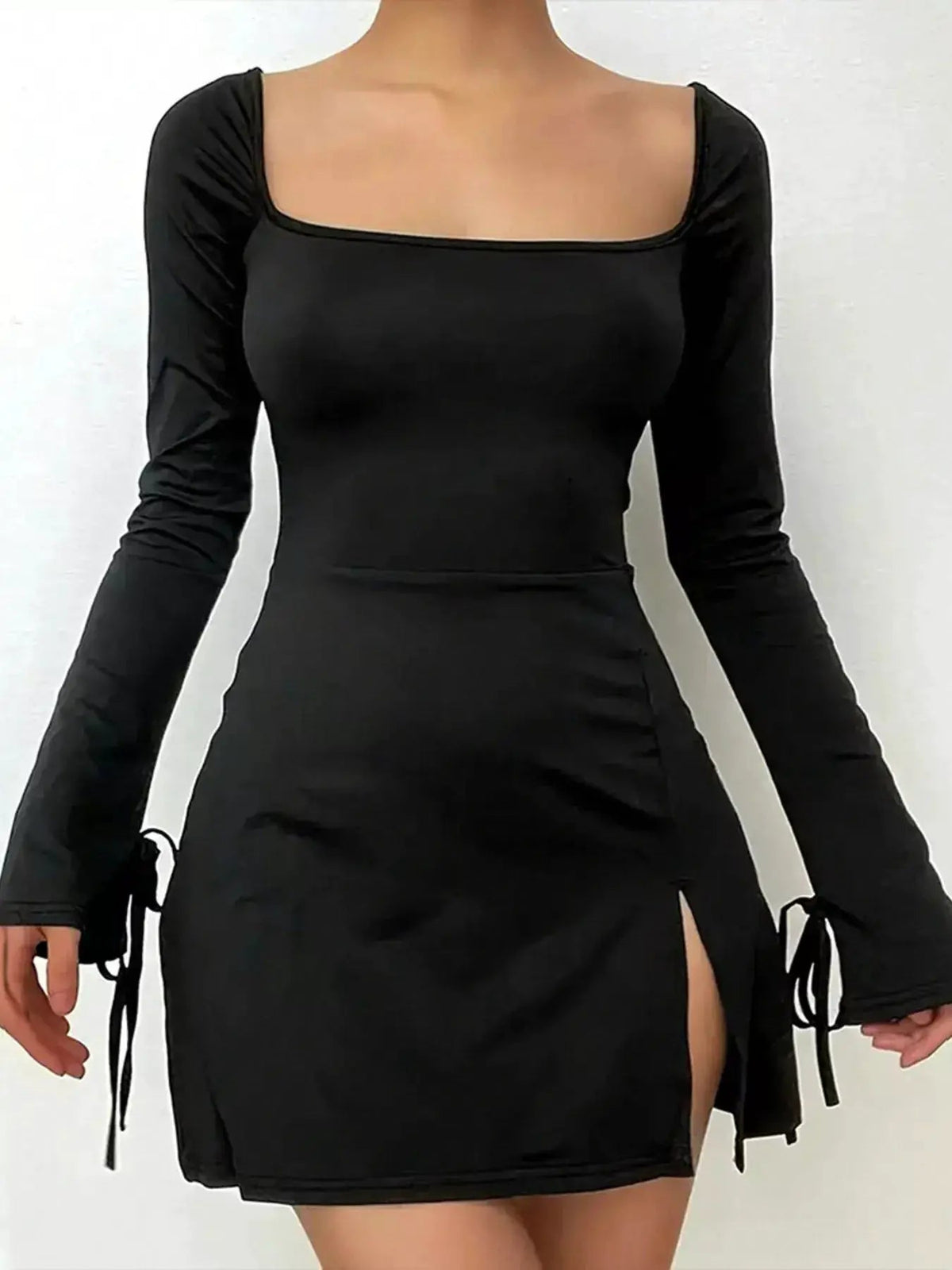 Slit Flare Sleeve Mini Dress - Bitsy Gypsy Boutique