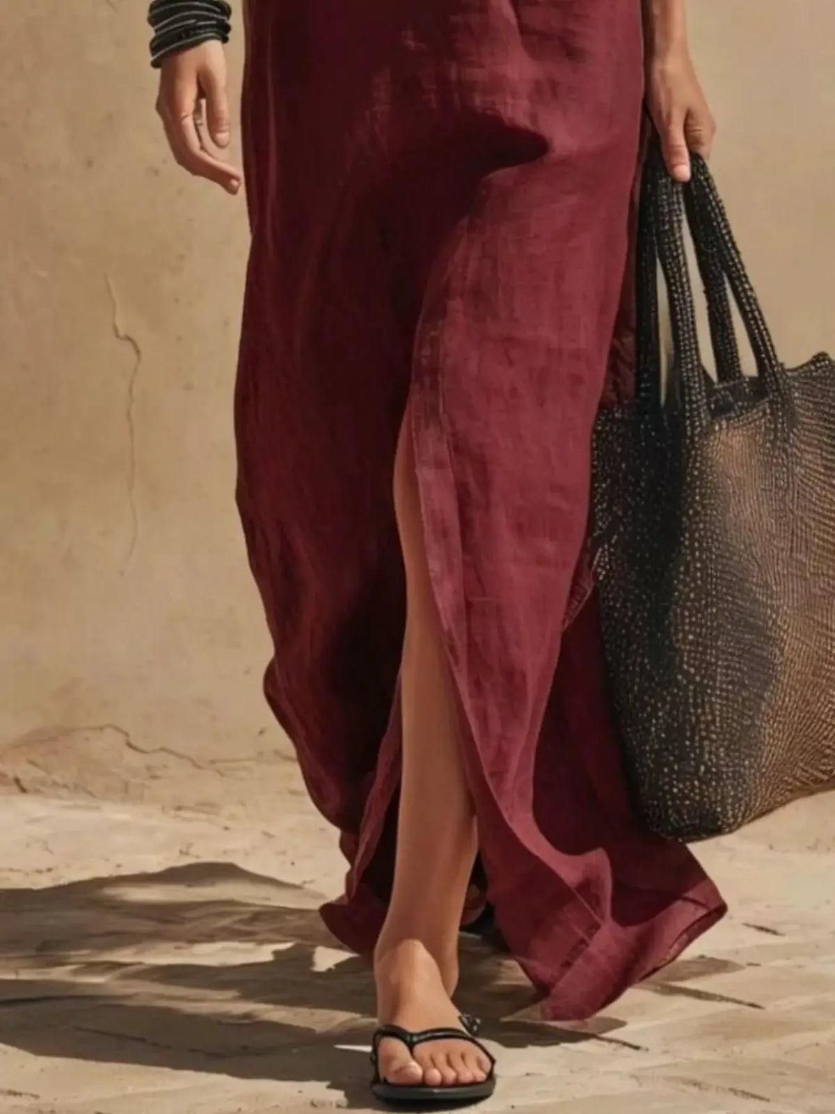Slit Front Spaghetti Strap Maxi Dress by Trendsi