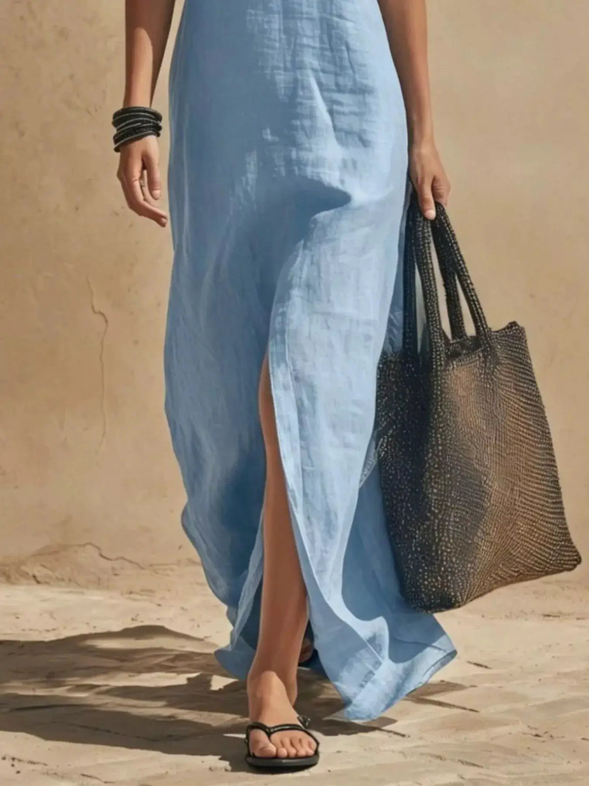 Slit Front Spaghetti Strap Maxi Dress by Trendsi