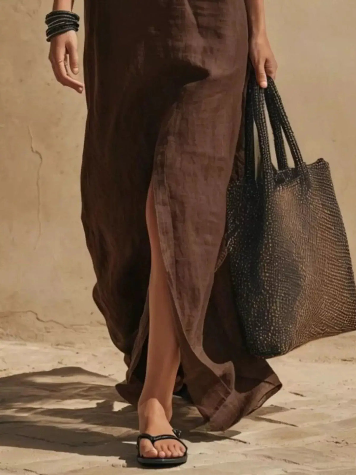 Slit Front Spaghetti Strap Maxi Dress by Trendsi