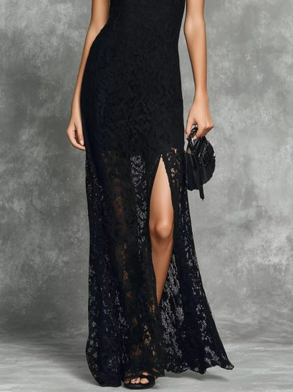 Slit Lace Sleeveless Maxi Dress - Bitsy Gypsy Boutique