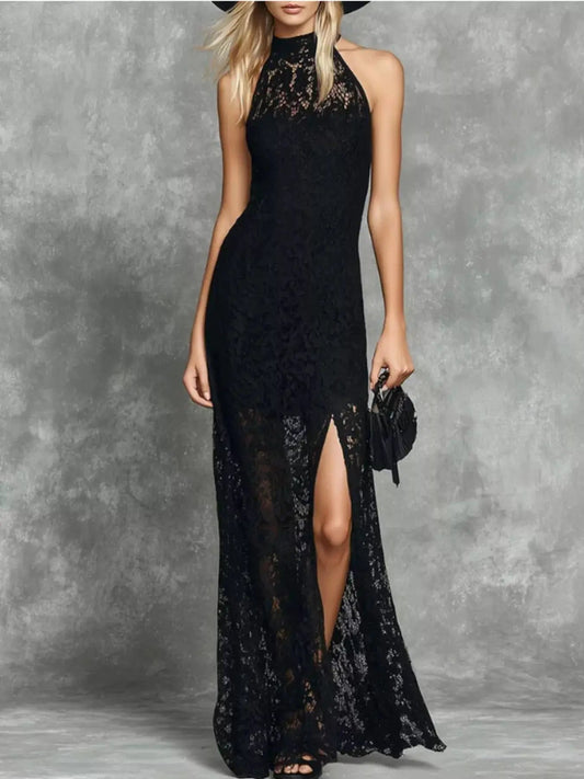 Slit Lace Sleeveless Maxi Dress - Bitsy Gypsy Boutique