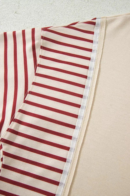 Slit Striped Long Sleeve Sweatshirt - Bitsy Gypsy Boutique