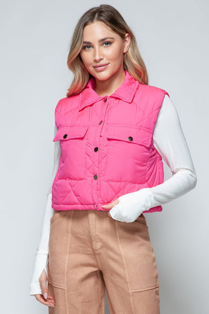 Snobbish Snap Down Quilted Crop Vest - Bitsy Gypsy Boutique