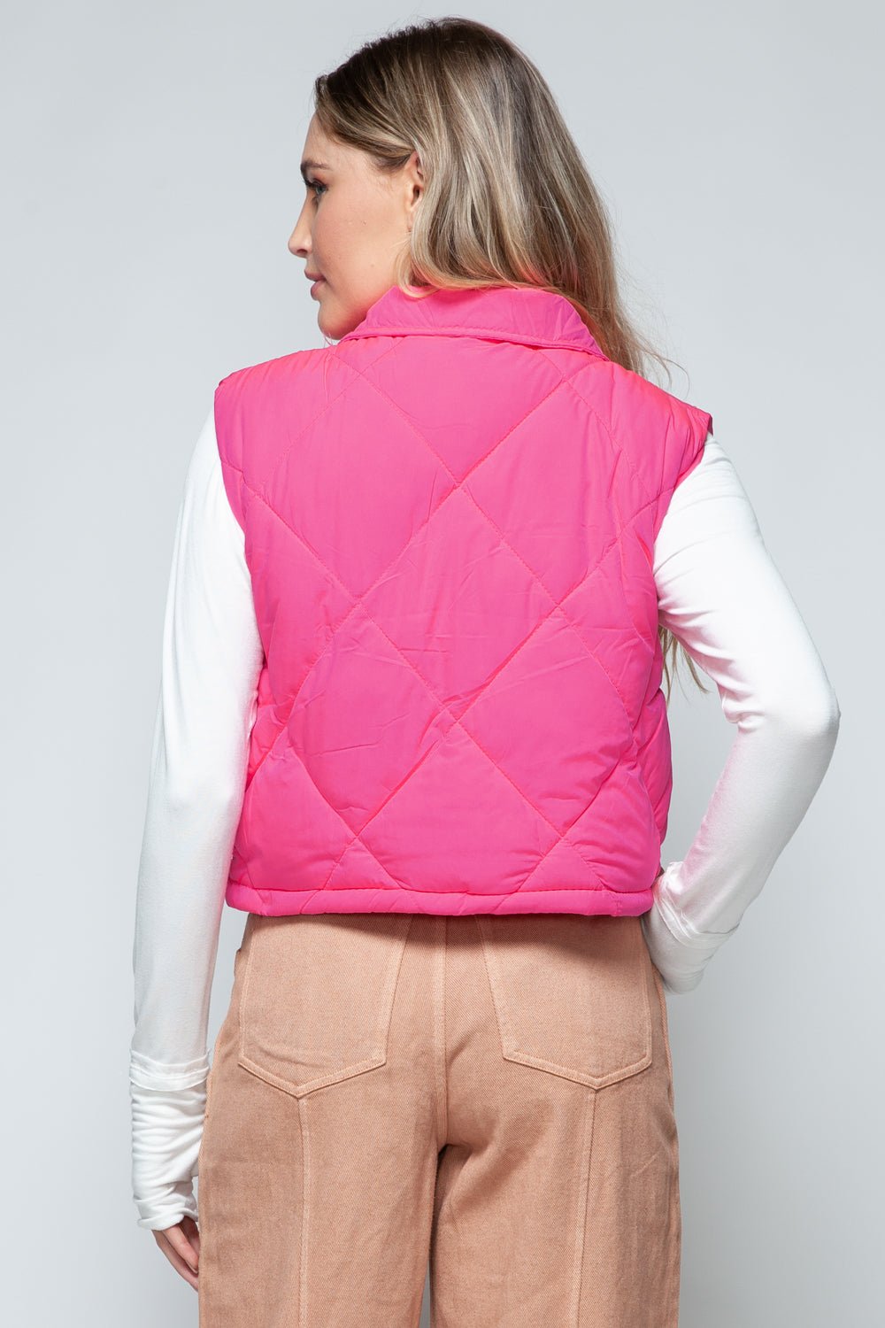 Snobbish Snap Down Quilted Crop Vest - Bitsy Gypsy Boutique