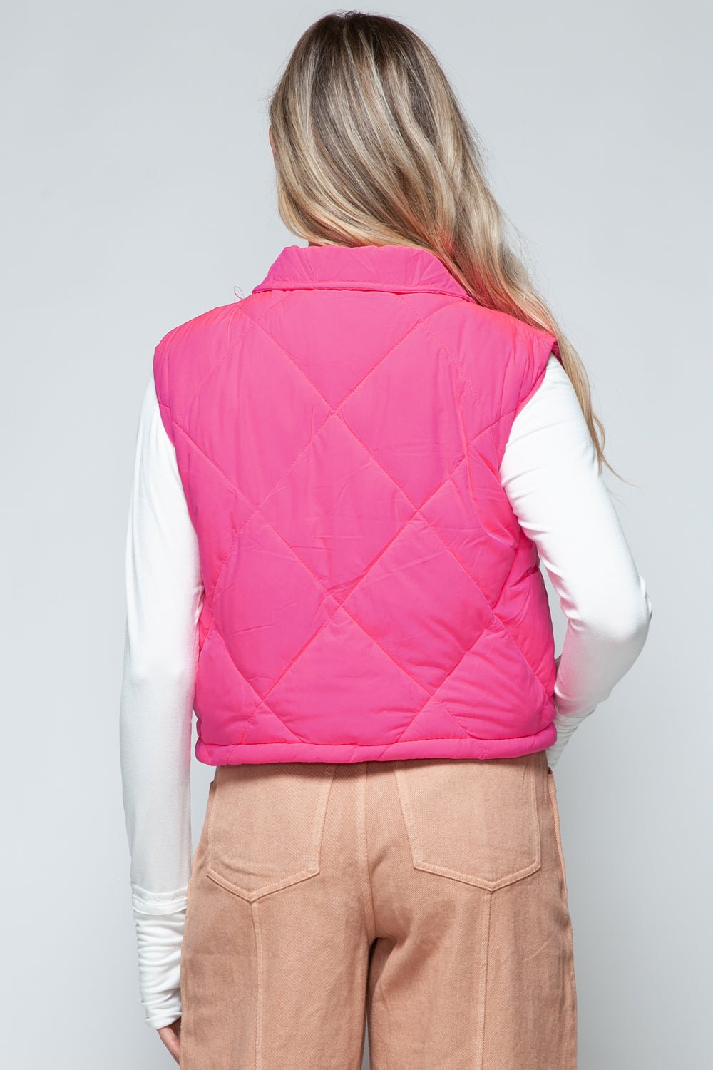 Snobbish Snap Down Quilted Crop Vest - Bitsy Gypsy Boutique