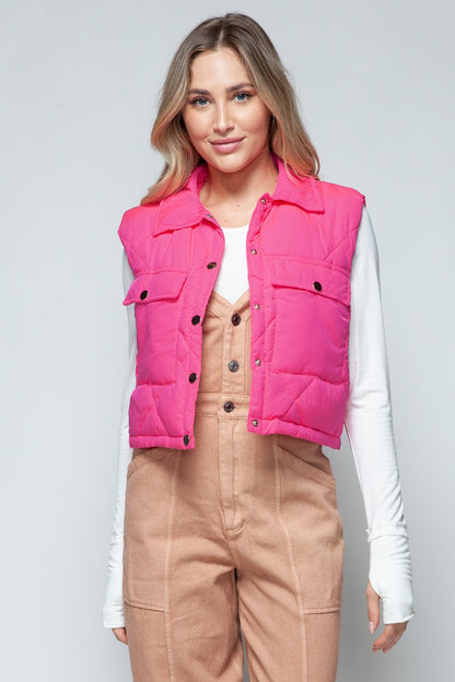 Snobbish Snap Down Quilted Crop Vest - Bitsy Gypsy Boutique