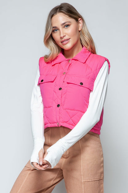Snobbish Snap Down Quilted Crop Vest - Bitsy Gypsy Boutique