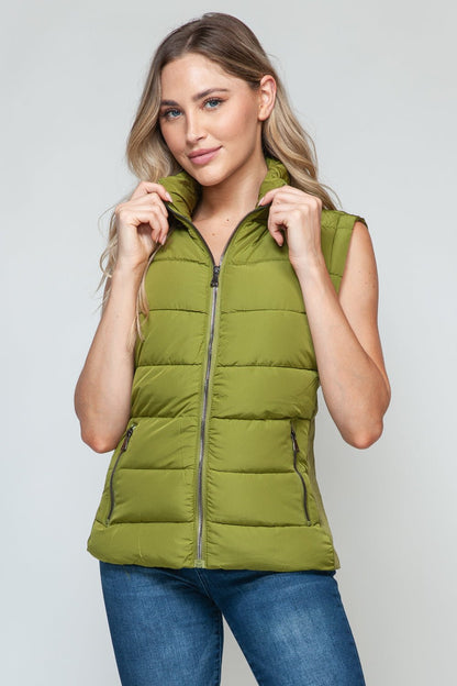 Snobbish Zip Up Turtleneck Vest with Pockets - Bitsy Gypsy Boutique