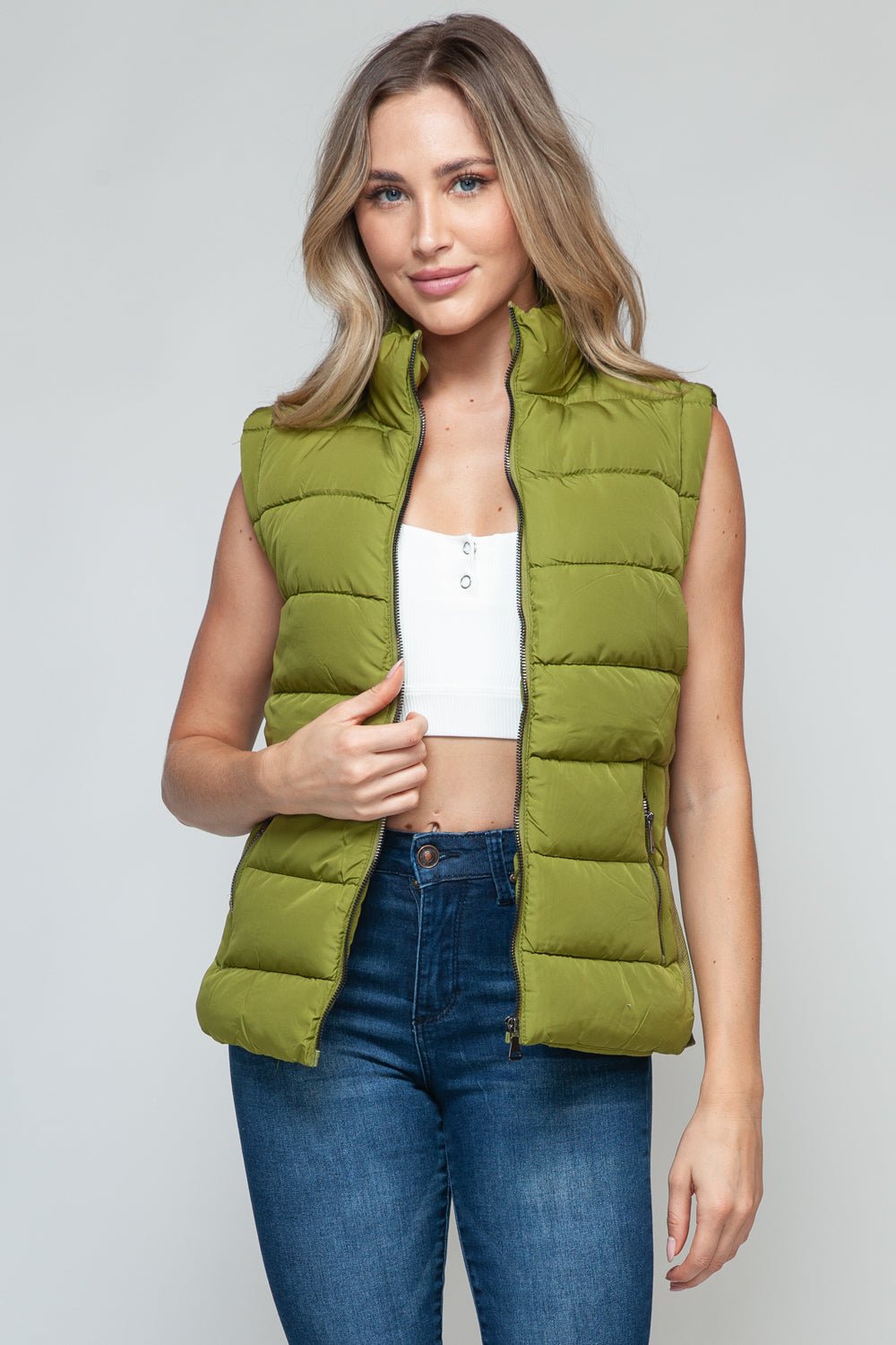 Snobbish Zip Up Turtleneck Vest with Pockets - Bitsy Gypsy Boutique