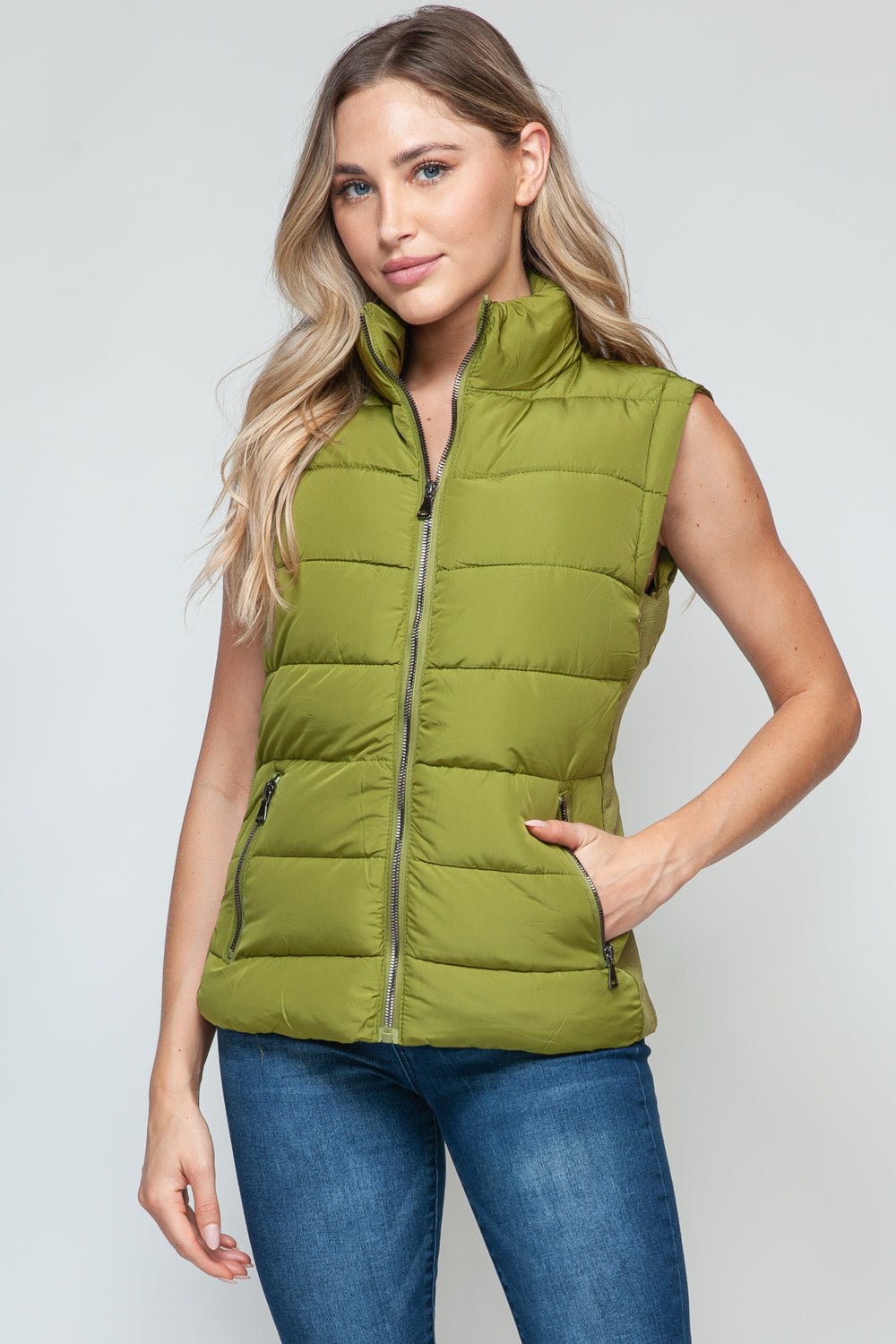 Snobbish Zip Up Turtleneck Vest with Pockets - Bitsy Gypsy Boutique