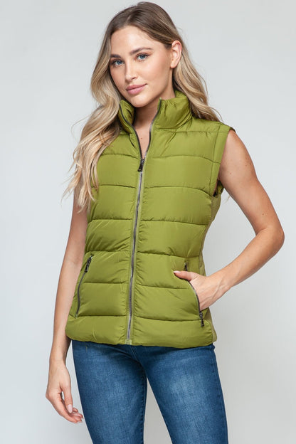 Snobbish Zip Up Turtleneck Vest with Pockets - Bitsy Gypsy Boutique