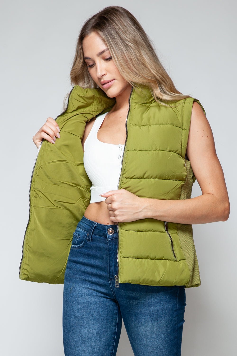 Snobbish Zip Up Turtleneck Vest with Pockets - Bitsy Gypsy Boutique