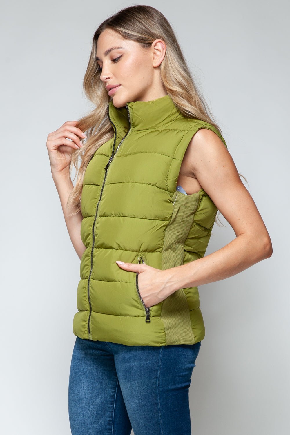 Snobbish Zip Up Turtleneck Vest with Pockets - Bitsy Gypsy Boutique