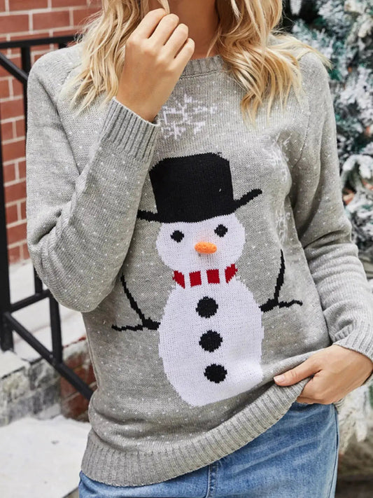 Snowman Graphic Raglan Sleeve Sweater - Bitsy Gypsy Boutique