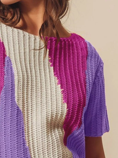 SO ME Boat Neck Multi Colored Lightweight Sweater Top - Bitsy Gypsy Boutique