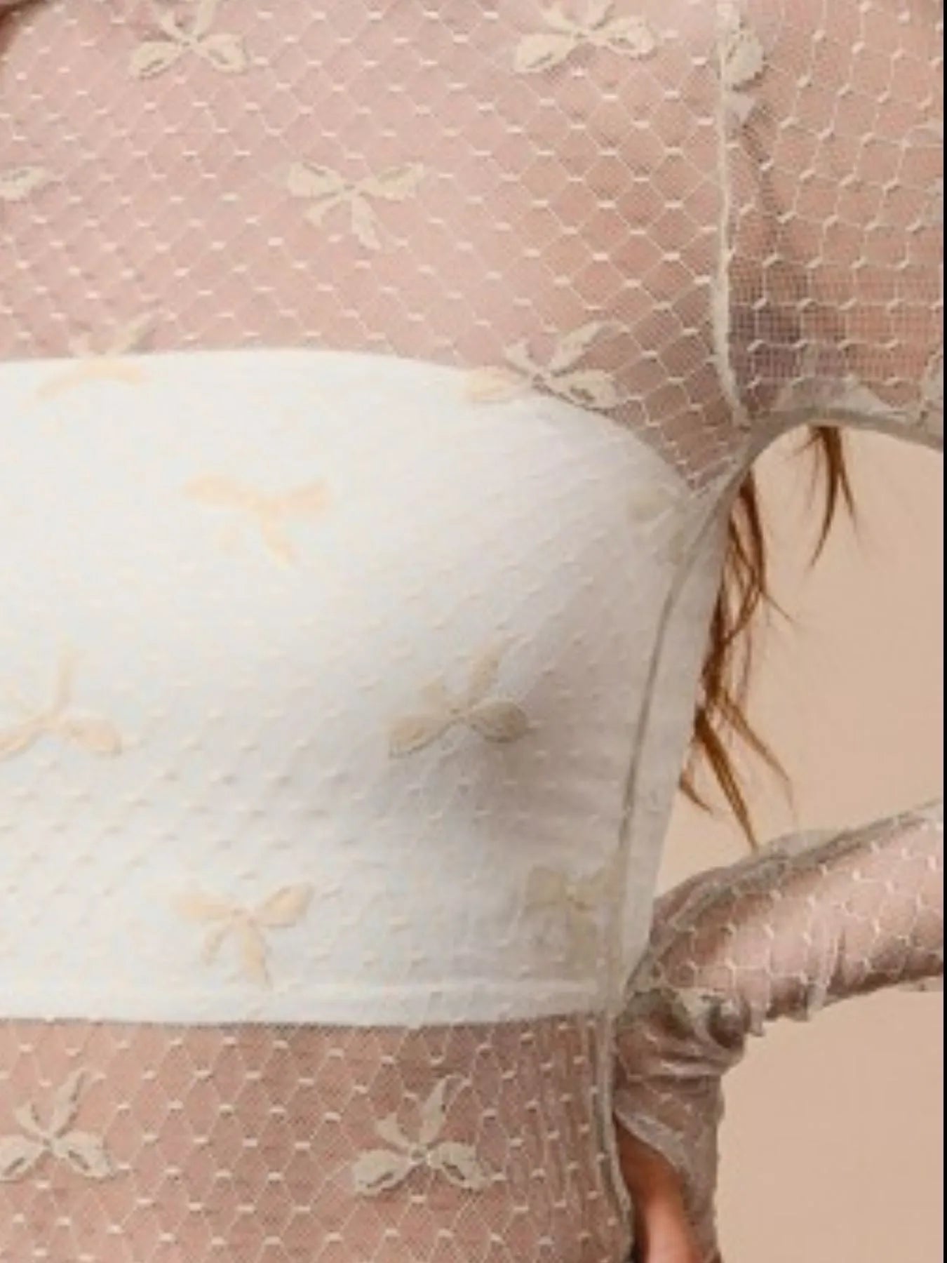 SO ME Bow Ribbon Pattern Sheer Lace Top - Bitsy Gypsy Boutique