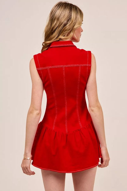 SO ME Button Down Sleeveless Collared Game Day Mini Dress - Bitsy Gypsy Boutique