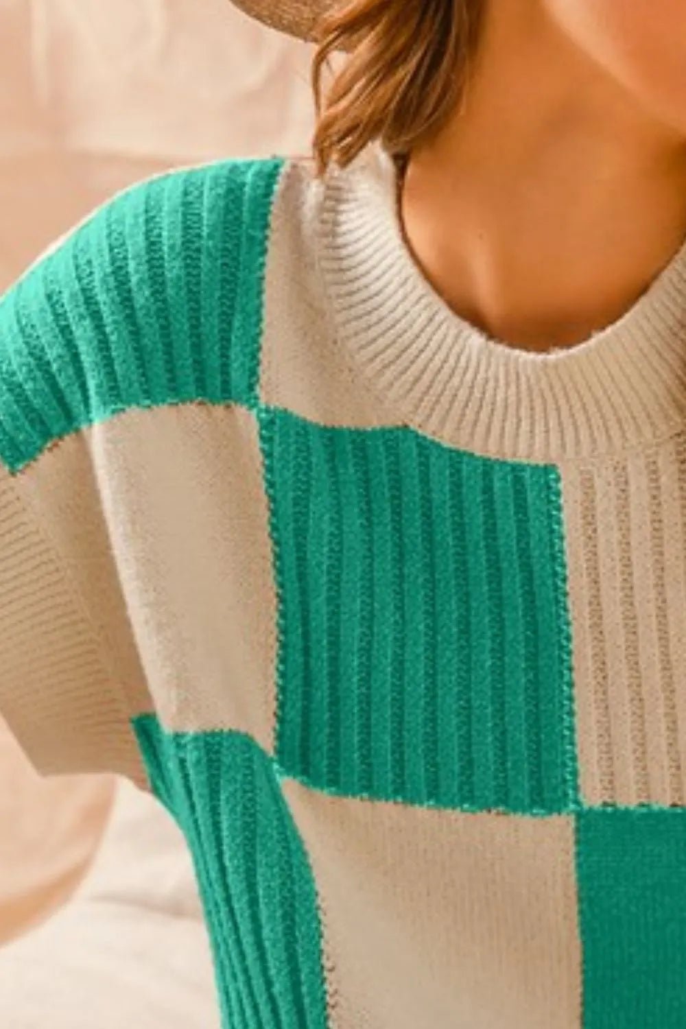 SO ME Check Plaid Casual Sweater Top - Bitsy Gypsy Boutique