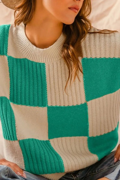 SO ME Check Plaid Casual Sweater Top - Bitsy Gypsy Boutique