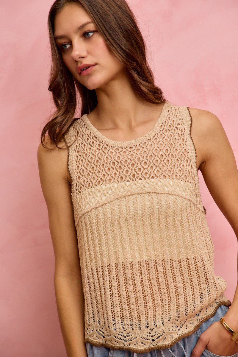 SO ME Crochet Lace Light Weight Sweater Vest - Bitsy Gypsy Boutique