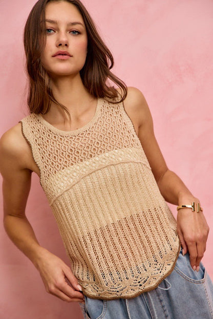 SO ME Crochet Lace Light Weight Sweater Vest - Bitsy Gypsy Boutique