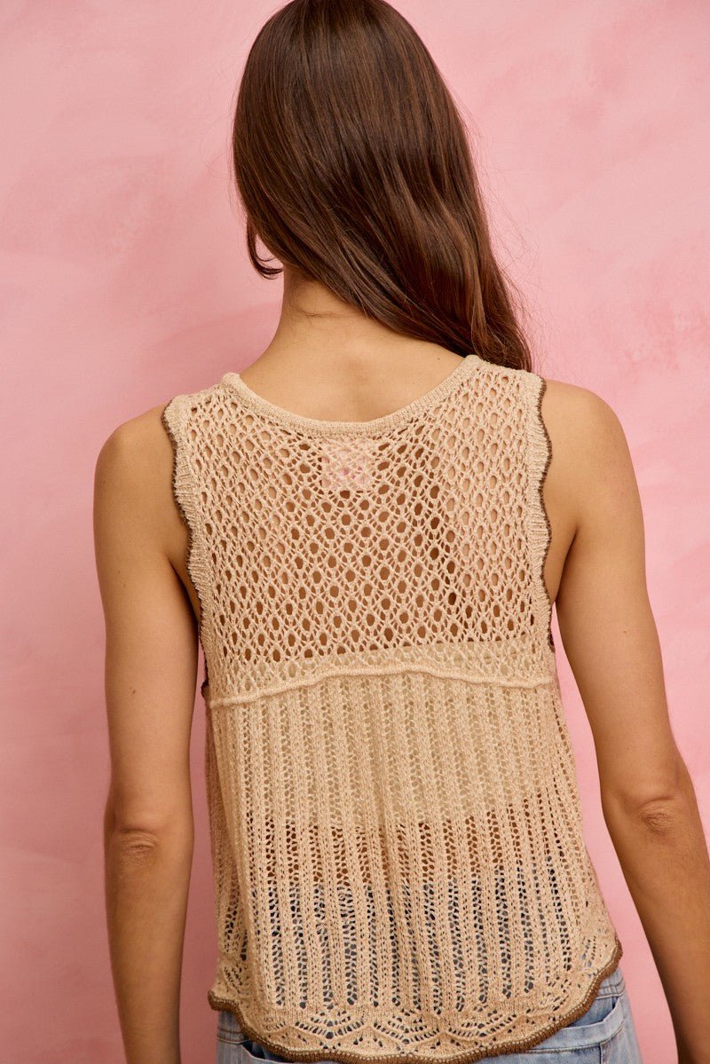 SO ME Crochet Lace Light Weight Sweater Vest - Bitsy Gypsy Boutique