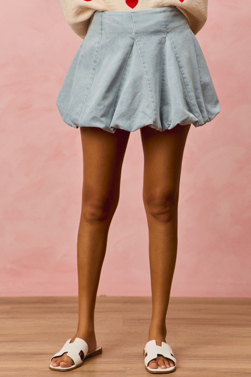 SO ME Denim Bubble Mini Skirt - Bitsy Gypsy Boutique
