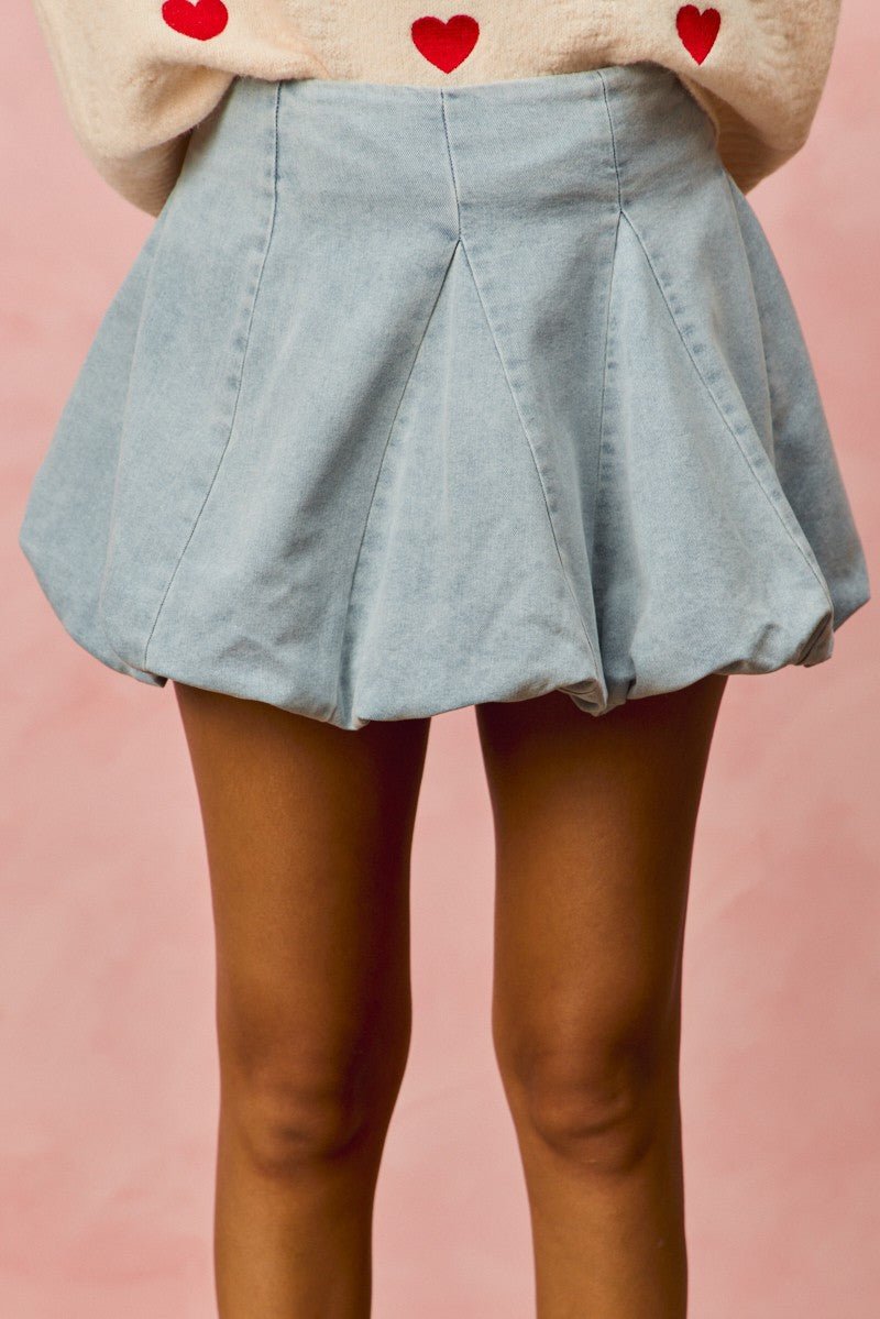 SO ME Denim Bubble Mini Skirt - Bitsy Gypsy Boutique