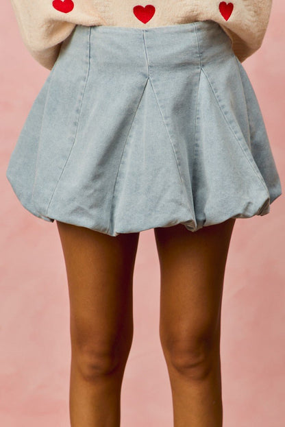 SO ME Denim Bubble Mini Skirt - Bitsy Gypsy Boutique