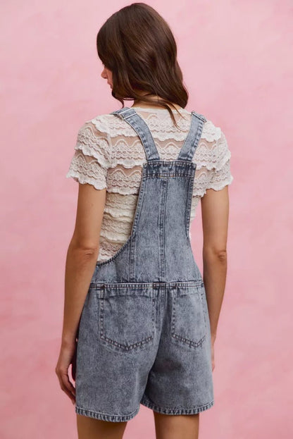 SO ME Denim Washed On Front With Adjustable Strap Romper - Bitsy Gypsy Boutique
