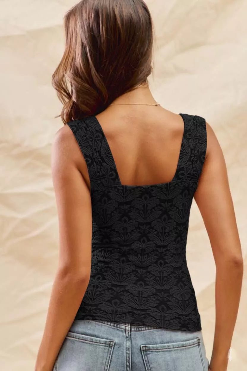 SO ME Floral Jacquard Seamless Tank Top - Bitsy Gypsy Boutique