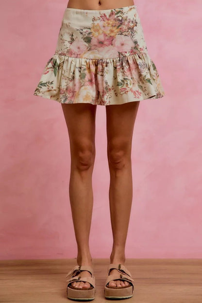SO ME Floral Print Fit and Flare Mini Skirt - Bitsy Gypsy Boutique