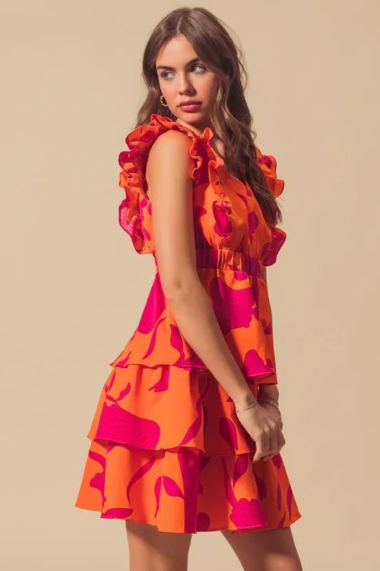 SO ME Floral V Neck Layered Dress with Elasticized Waist - Bitsy Gypsy Boutique