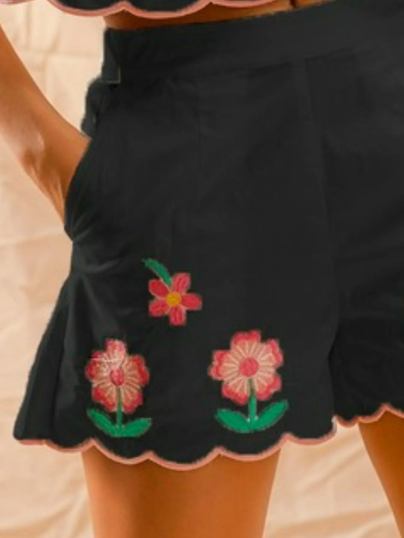 SO ME Flower Embroidered Tank Top and Shorts Set - Bitsy Gypsy Boutique