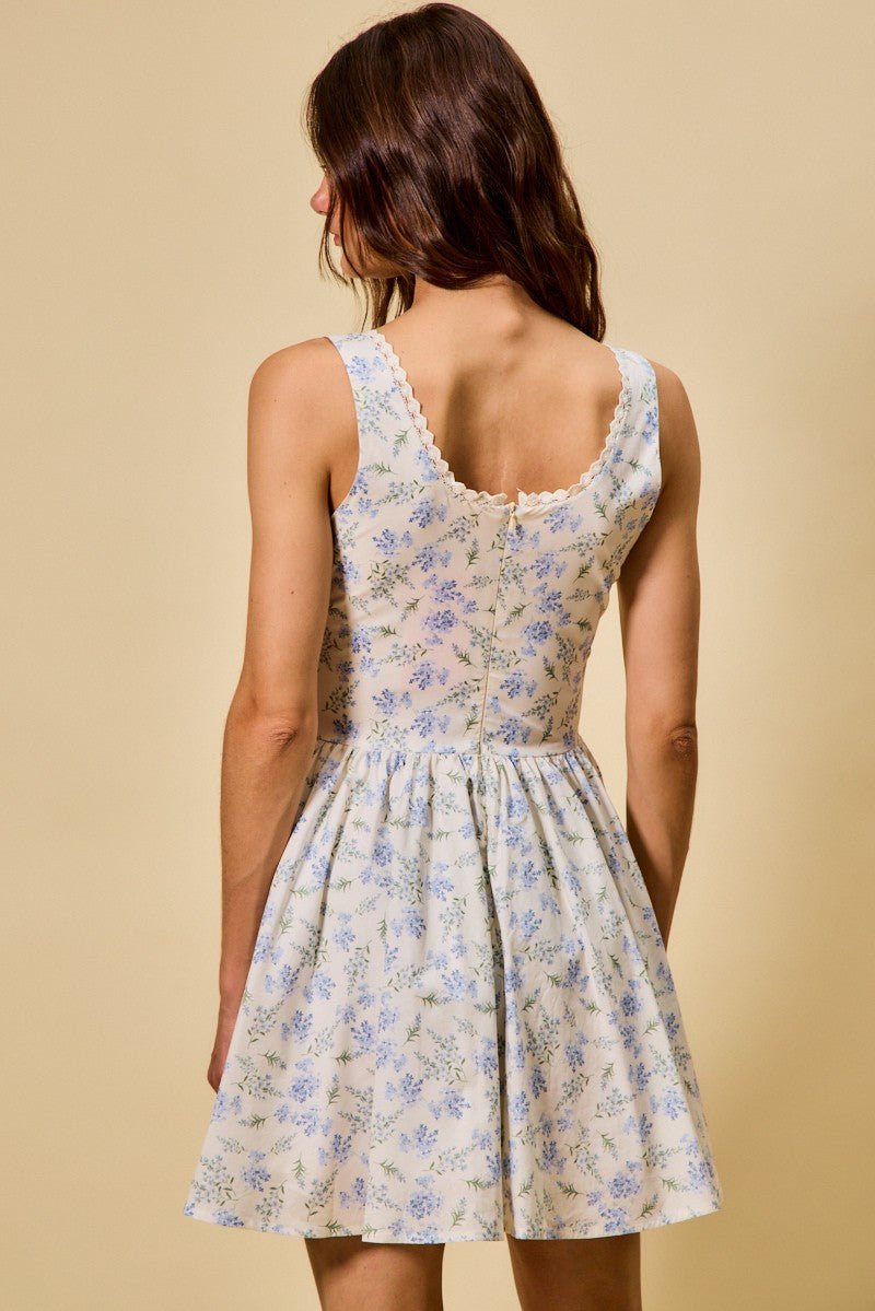 SO ME Froal Print Fit and Flare Dress - Bitsy Gypsy Boutique