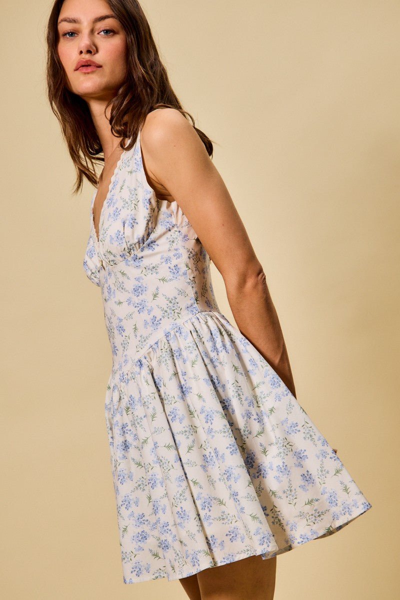 SO ME Froal Print Fit and Flare Dress - Bitsy Gypsy Boutique