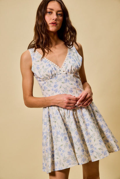 SO ME Froal Print Fit and Flare Dress - Bitsy Gypsy Boutique