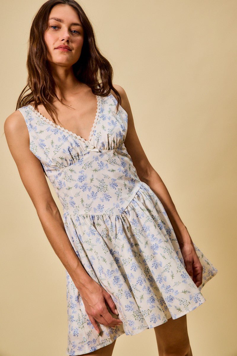 SO ME Froal Print Fit and Flare Dress - Bitsy Gypsy Boutique